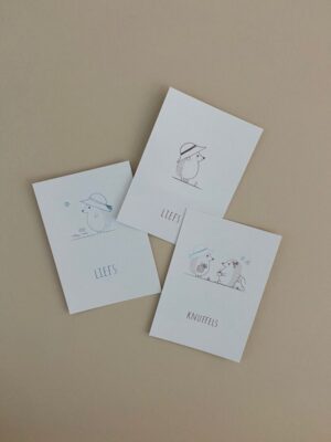 Drie kaartjes met egeltjes